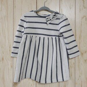 BABY GAP gray white stripe long sleeve girls dress 12-18M